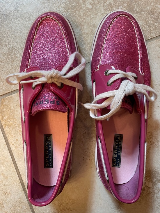 Sperry Shoes - Sperry Women's Magenta Glitter Boat Shoes with White Laces